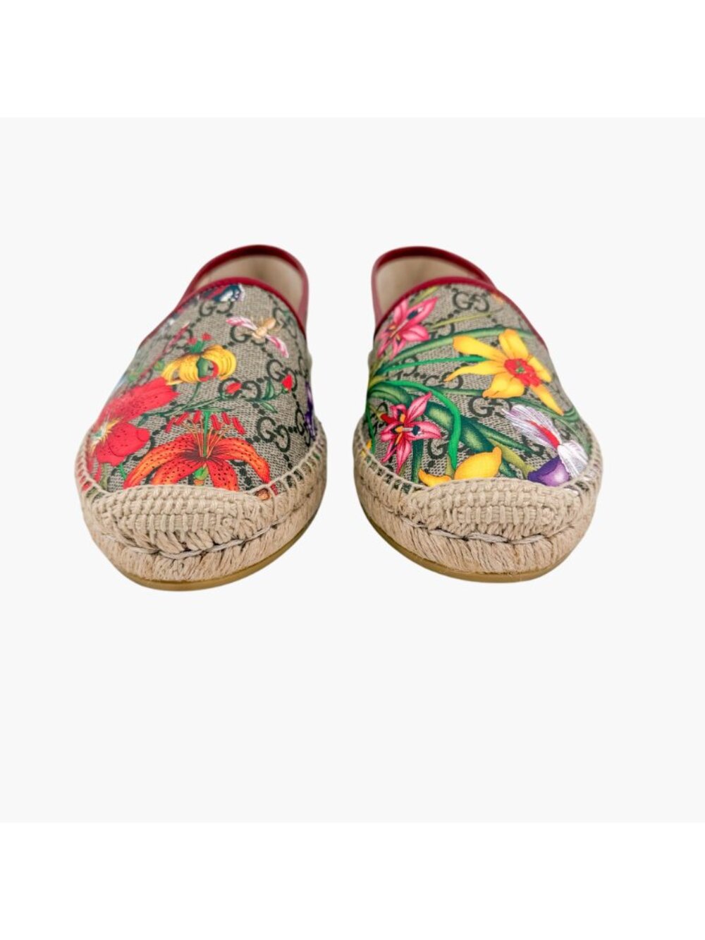 Gucci GG Flora Espadrilles Beige Canvas Flats Floral Supreme Size 40 US 10 - Picture 6 of 14